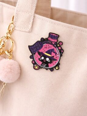 Cute Witch Cat Enamel Pin Black Cat Enamel Pin Cute Kawaii Goth Aesthetic Brooch